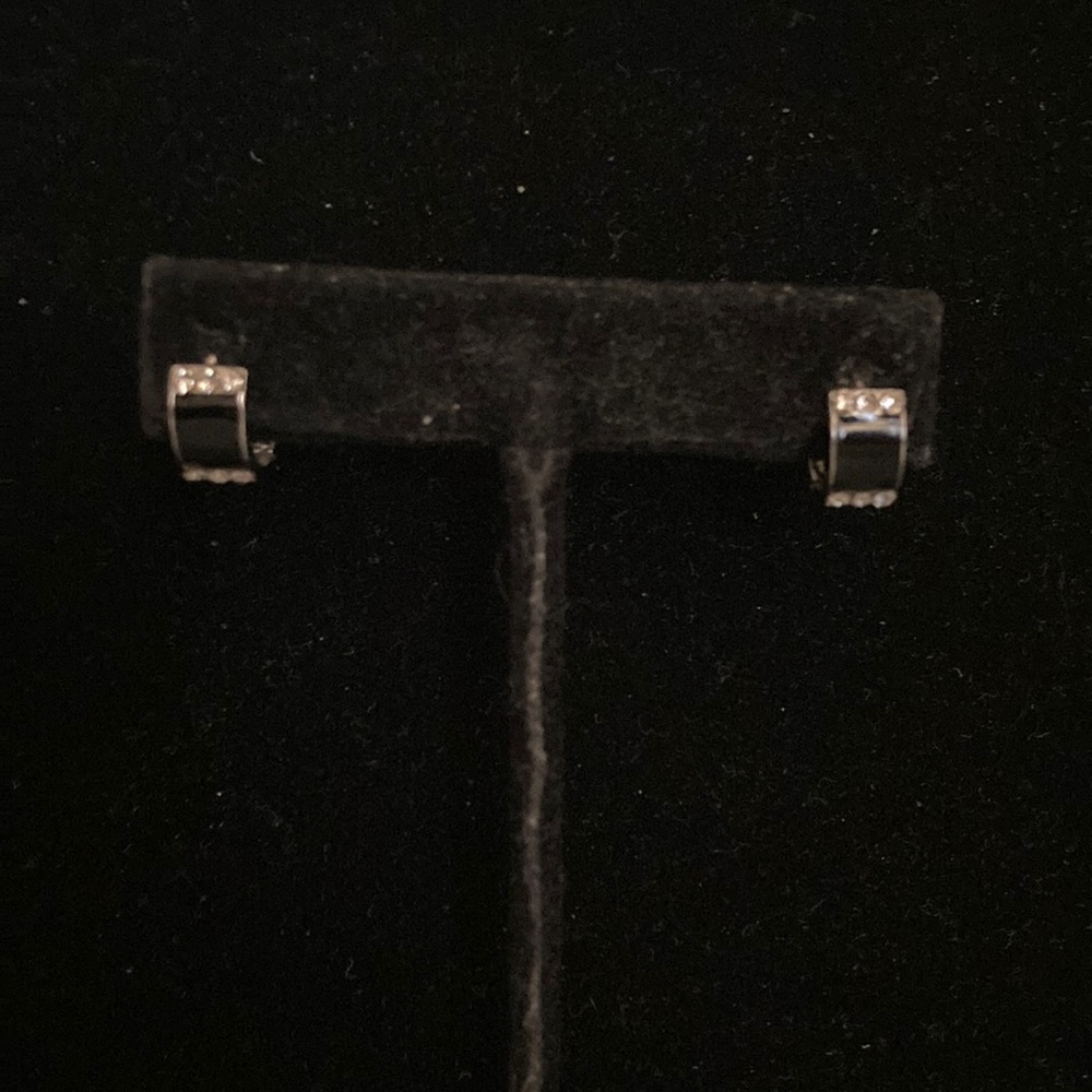 Silver and Black Huggie Hoop Earrings